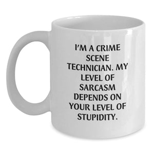 Funny Crime Scene Technician Gifts for Him - White Coffee Mug with Sassy Quote, Perfect for Crime Scene Investigation Enthusiasts, Men, and Colleagues - Gifts from Friends - Main