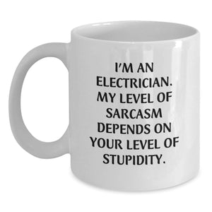 Funny Electrician Gifts for Men, White Coffee Mug, Perfect for Electrician Friends, Coworkers, Family - Unique Christmas Unique Gift from Men to Electrician - Main