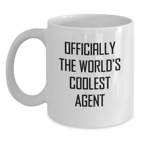 Image of Funny Agent Gifts from Friends Christmas Unique Gifts - Officially The World's Coolest Agent White Coffee Mug for Agent - Main