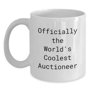 Funny Auctioneer Gifts from Friends for Men, Officially The World's Coolest Auctioneer White Coffee Mug - Main