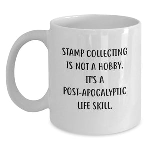 Funny Quote Stamp Collecting Gifts for Men Women Friends Coworkers Family Unique Birthday Presents - White Coffee Mug - Main