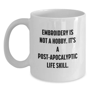Funny Embroidery Gifts for Embroidery Lovers, White Coffee Mug, Birthday Unique Gifts from Friends - Main