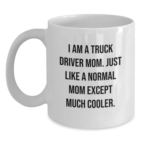 Image of Funny Truck Driver Mom Truck Driver Gifts from Family White Coffee Mug for Men - Main