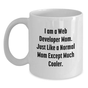 Funny Web Developer Mom Gifts from Family - White Coffee Mug, 11oz or 15oz Capacity, Ceramic Material - Main