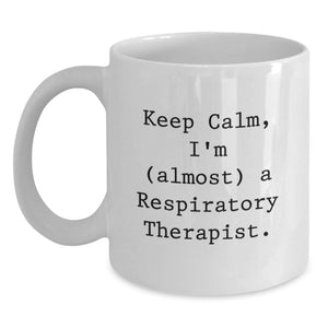 Funny Respiratory Therapist Gifts for Her, Keep Calm White Coffee Mug, Birthday Unique Gifts from Friends - Main