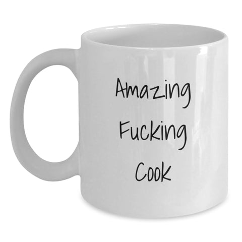 Image of Funny Quotes for Cook Gifts from Men to Men Graduation Unique Ceramics, White Coffee Mug 11oz/15oz, Ideal Gift for Men Cook Enthusiasts, Amazing F--king Cook - Main
