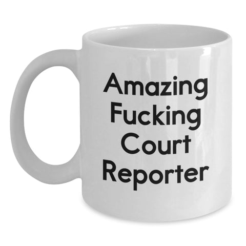 Image of Funny Court Reporter Gifts from Friends - Amazing Court Reporter, White Coffee Mug for Court Reporter, Court Reporter Graduation Unique - Main