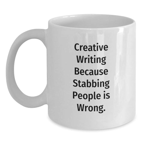 Image of Creative Writing Gifts for Men, Fun Funny Quote White Coffee Mug, Graduation Unique Gift from Friends to Family Members - Main