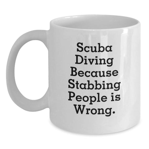 Image of Funny Scuba Diving Inspired White Coffee Mug Gifts for Men from Family - Scuba Diving Humor Graduation Unique Gifts - Main