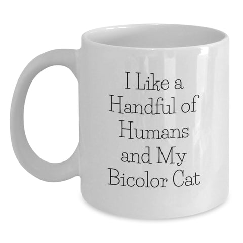 Image of Funny Bicolor Cat White Coffee Mugs Gifts for Friends and Family from Men, Unique Graduation Unique Gifts for Bicolor Cat Lovers - Main