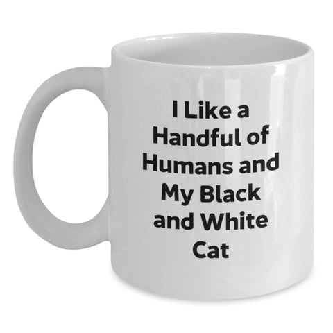 Image of Black and White Cat Lover Gifts for Friends, Funny White Coffee Mug for Graduation Unique Gifts from Family - Main