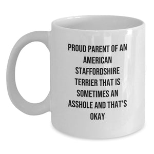 Funny American Staffordshire Terrier Dog Gifts - White Coffee Mug for Proud Parents - Graduation Unique Gifts from Family, Friends, Coworkers - Main
