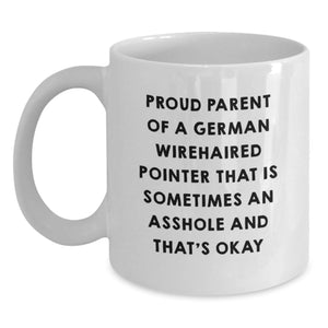 German Wirehaired Pointer Dog Funny Gifts from Mom to Proud Dad, Unique White Coffee Mug for Birthday - Main