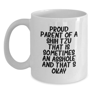 Funny Shih Tzu Dog Gifts for Friends from Proud Parents - White Coffee Mug - Main