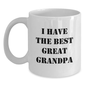 Funny Grandpa Gifts from Men to Grandpa, Unique White Coffee Mug for Birthday, 'I Have The Best Great Grandpa' Quote - Main