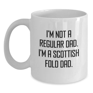 Funny Scottish Fold Cat Dad Gift for Men from Dad - White Coffee Mug, 11oz or 15oz, Ceramic, Microwave, Dishwasher Safe - Main