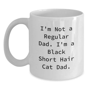 Funny Black Short Hair Cat Dad Gifts from Men to Black Short Hair Cat for Graduation Unique Gifts in White Coffee Mug - Main