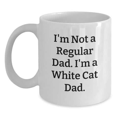 Image of Funny White Cat Dad Gifts for Men Friends Family Graduation Unique White Coffee Mugs from Dad Gifts - Main