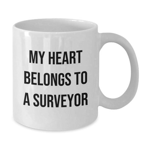 Image of Funny Surveyor Gifts, My Heart Belongs To A Surveyor, White Coffee Mug for Surveyor Lover, Birthday Unique Gifts from Friends - Additional