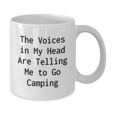 Image of Funny Camping Mugs Gifts from Friends for Birthday - The Voices In My Head Are Telling Me To Go Camping - White Coffee Mug - Additional