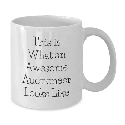 Image of Funny Auctioneer Gifts from Friends, White Coffee Mugs for Men, Unique Birthday Unique Gifts, Auctioneer White Coffee Mug, 'This Is What An Awesome Auctioneer Looks Like' - Additional