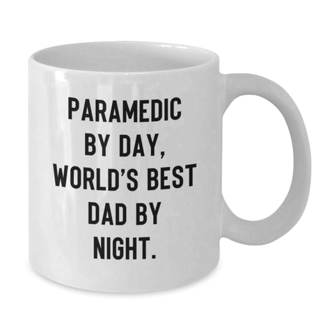 Image of Rescue Worker Gifts from Men, Funny Quote Rescue Worker By Day World's Best Dad, White Coffee Mug for Valentine's Unique Gifts - Additional