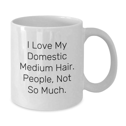 Image of Funny Domestic Medium Hair Cat Lover White Coffee Mug Valentine's Gifts for Friends from Men - Additional