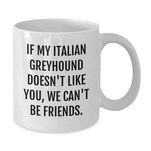 Image of Italian Greyhound Dog Lover Gifts from Friends for Birthday - Funny Coffee Mugs, 'If My Italian Greyhound Doesn't Like You, We Can't Be Friends.' - Additional