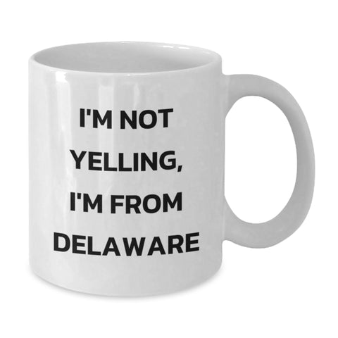 Image of Funny Delaware Gifts from Friends for Delaware Men - I'm Not Yelling, I'm From Delaware White Coffee Mug Valentine's Unique - Additional