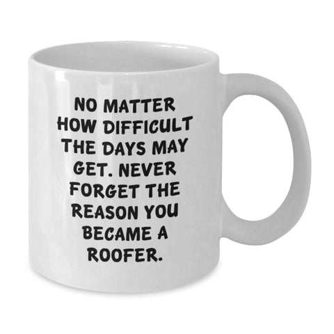 Image of Funny Roofer Gifts, Perfect White Coffee Mugs for Men, Women, or Coworkers - Unique Mother's Day Unique Gifts from Friends, Family, or Loved Ones, 'Never Forget The Reason You Became A Roofer.' - Additional