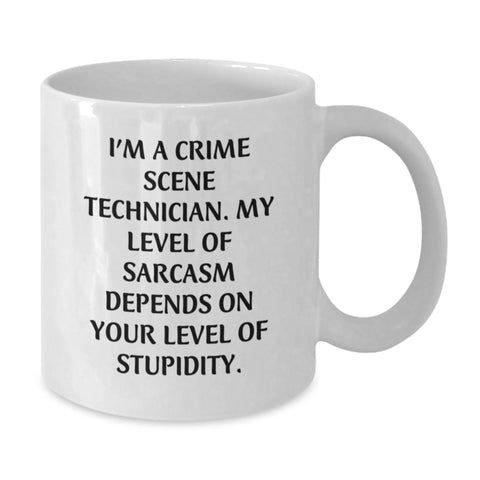 Image of Funny Crime Scene Technician Gifts for Him - White Coffee Mug with Sassy Quote, Perfect for Crime Scene Investigation Enthusiasts, Men, and Colleagues - Gifts from Friends - Additional