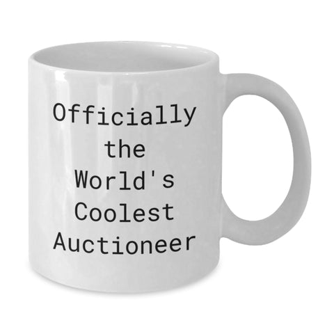 Image of Funny Auctioneer Gifts from Friends for Men, Officially The World's Coolest Auctioneer White Coffee Mug - Additional