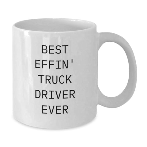 Image of Funny Gifts for Truck Driver, White Coffee Mugs Inspired by Best Effin' Truck Driver Ever, Perfect for Truck Driver on Mother's Day, Unique Gifts from Family, Friends, or Coworkers - Additional