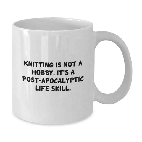 Image of Knitting Gifts for Her, Funny White Coffee Mug, Gifts from Friends - Inspirational Quote for Knitting Enthusiasts Birthday Unique - Additional
