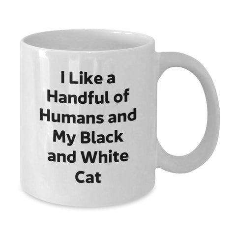 Image of Black and White Cat Lover Gifts for Friends, Funny White Coffee Mug for Graduation Unique Gifts from Family - Additional