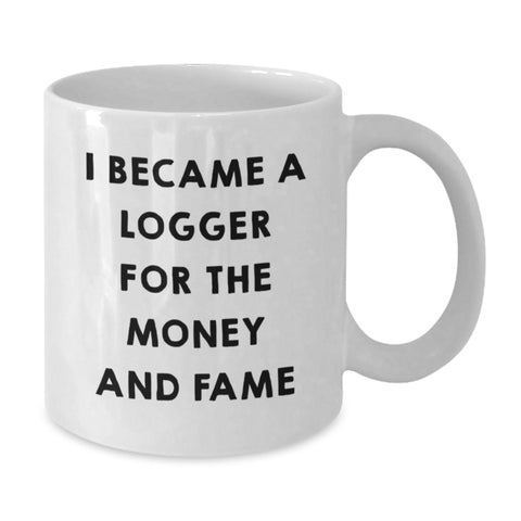 Image of Funny Logger Gifts from Men, White Coffee Mug for Logger, I Became A Logger For The Money And Fame Graduation Unique Gifts, Gifts for Logger Friends and Family - Additional