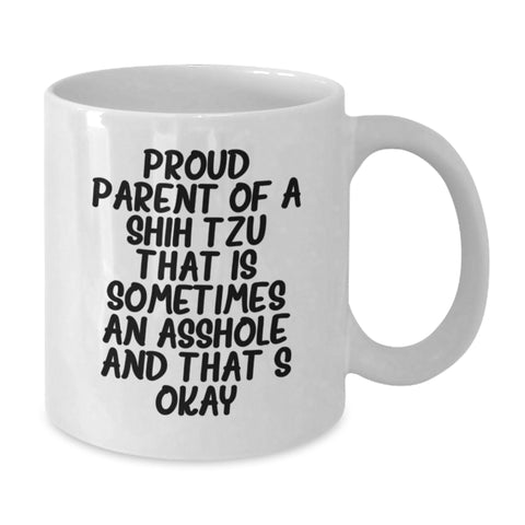 Image of Funny Shih Tzu Dog Gifts for Friends from Proud Parents - White Coffee Mug - Additional