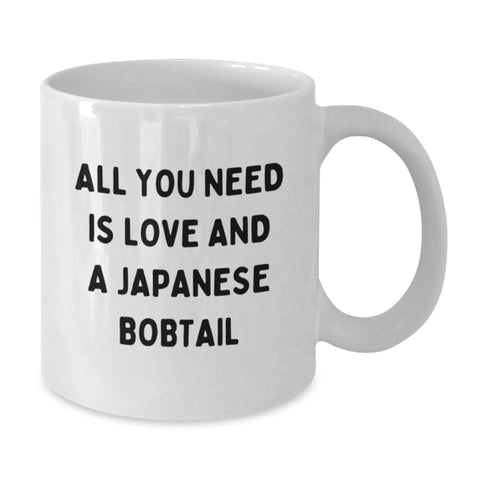 Image of Cute Japanese Bobtail Cat White Coffee Mug Gifts from Men to Family Members with Inspirational Quote - Additional