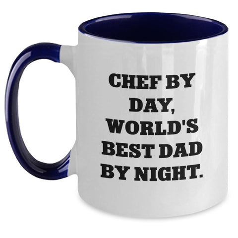 Image of Funny Chef Two Tone Coffee Mug Gifts from Men to World's Best Dad By Night - Perfect Valentine's Unique Gifts - Main