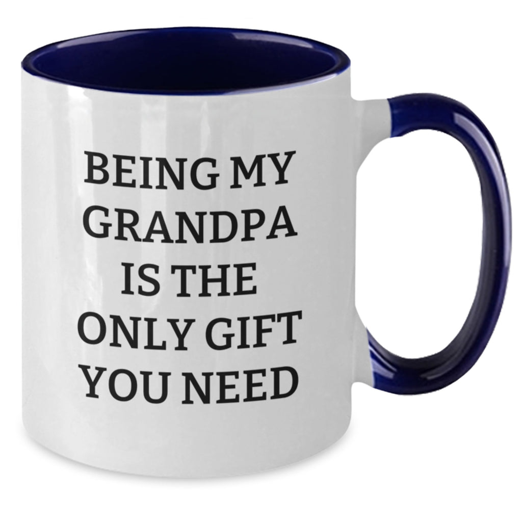 Gifts from Family for Grandpa - Being My Grandpa Is The Only Gift You Need, Funny Two Tone Coffee Mug for Him, Christmas Unique Present - Additional