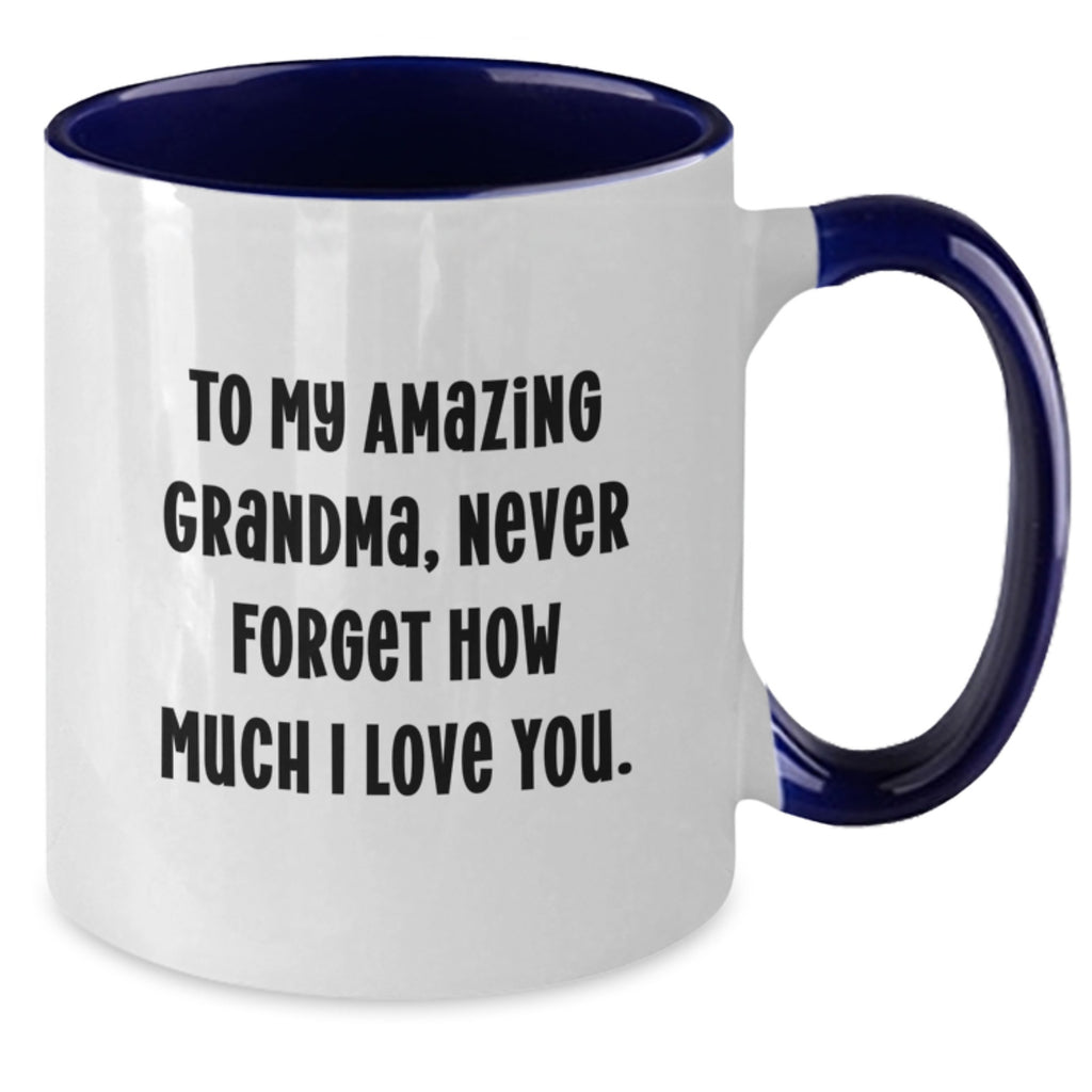 Funny Grandma Gifts from Family to Grandma for Graduation Unique Two Tone Coffee Mugs with Never Forget How Much I Love You Quote - Additional