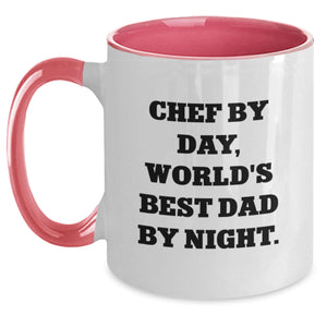 Funny Chef Two Tone Coffee Mug Gifts from Men to World's Best Dad By Night - Perfect Valentine's Unique Gifts