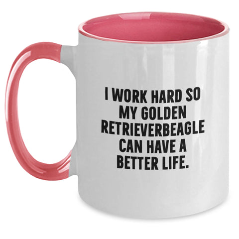 Image of Funny Golden Retriever Dog Gifts from Friends for Golden Retriever Dog Lovers I Work Hard So My Golden Retriever Can Have A Better Life. Two Tone Coffee Mug Birthday Unique Gifts - Main