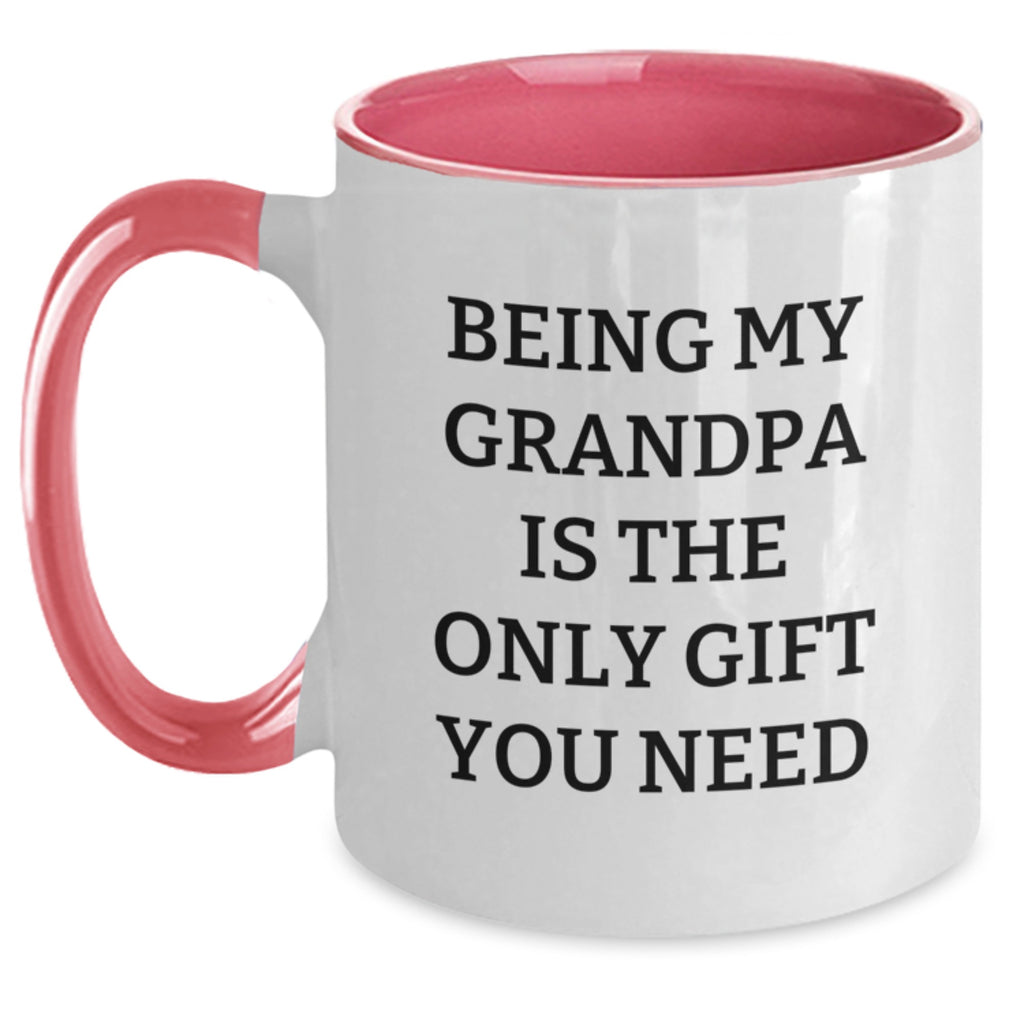 Gifts from Family for Grandpa - Being My Grandpa Is The Only Gift You Need, Funny Two Tone Coffee Mug for Him, Christmas Unique Present - Main