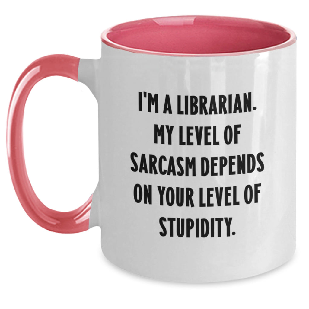 Librarian Gifts from Friends - Funny Two Tone Christmas Mugs, Sarcasm Inspired for Librarian Women, Coffee Mug for Coworkers - Main