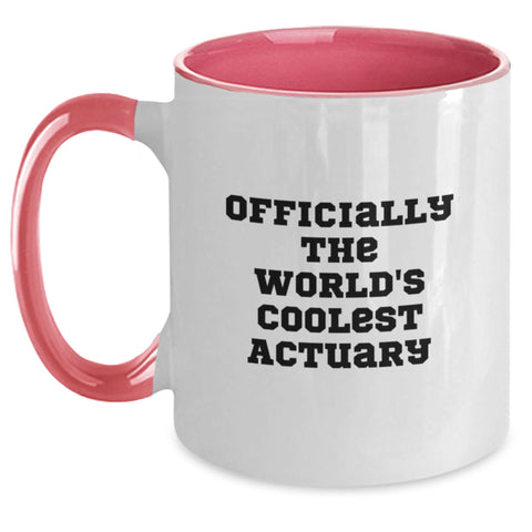 Image of Funny Actuary Gifts, Actuary Mugs, Birthday Unique Gifts from Friends, 'Officially The World's Coolest Actuary' Two Tone Coffee Mug, Actuary Lover Gifts for Him, Her, Friends, Coworkers, Family - Main