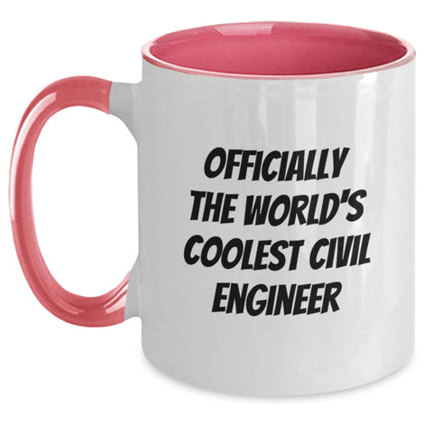 Image of Funny Civil Engineer Gifts, Two Tone Coffee Mug for Civil Engineer Mom, Officially The World's Coolest Civil Engineer, Gifts from Family for Mother's Day - Main