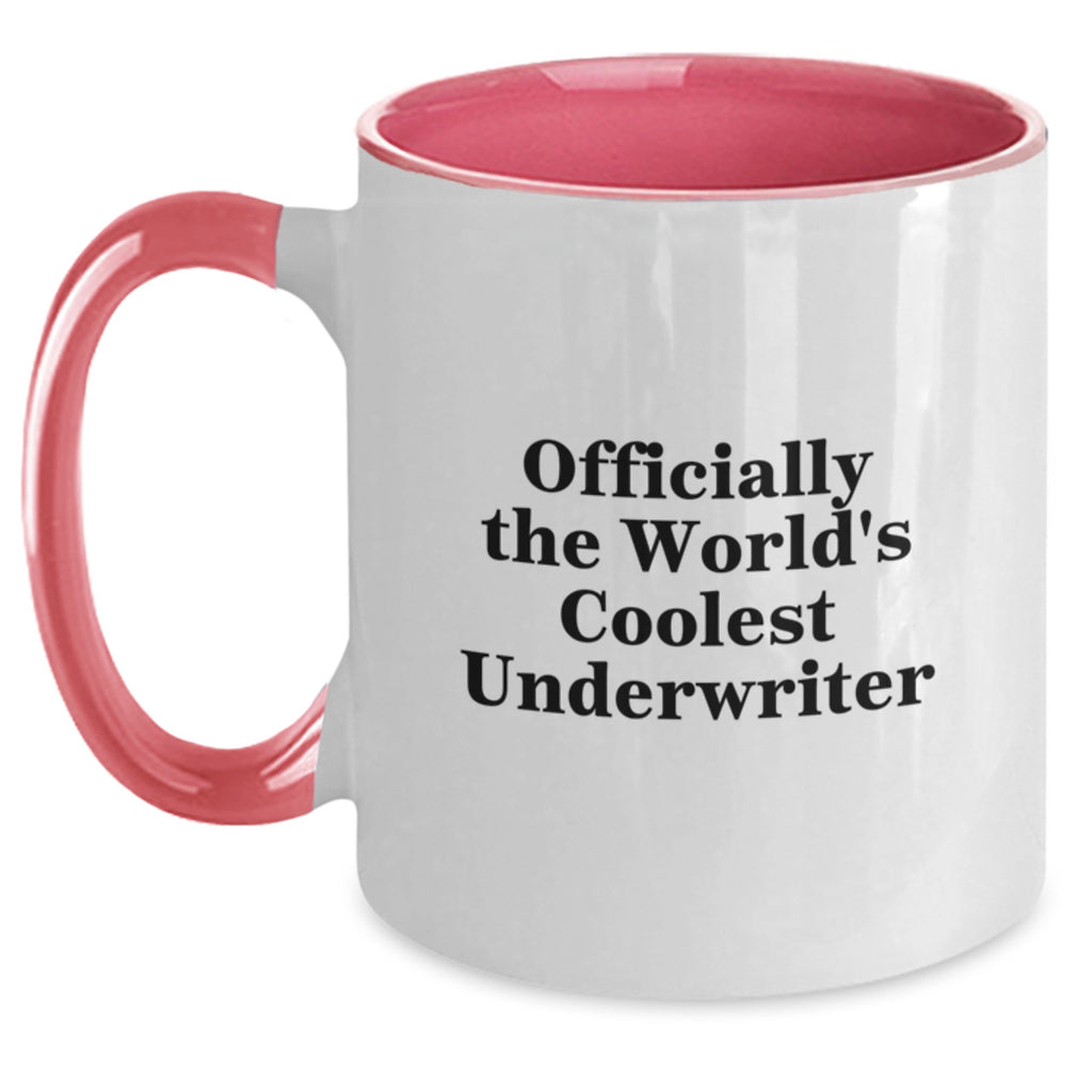 Funny Quote Gifts from Friends and Family for Underwriter Two Tone Coffee Mugs, Officially The World's Coolest Underwriter Christmas Unique Gifts - Main