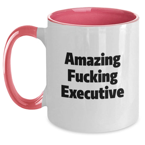 Image of Executive Funny Two Tone Coffee Mugs, Amazing Gifts from Friends for Birthday, Cute Inspirational Quote, 11oz Ceramic, Microwave and Dishwasher Safe - Main