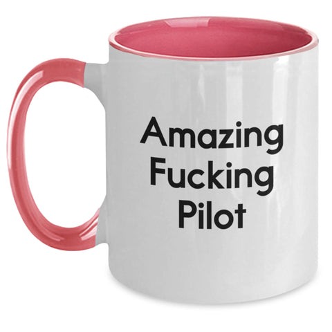 Image of Funny Pilot Gifts for Him from Friends, Unique Two Tone Coffee Mug with Amazing F--king Pilot Quote, Perfect for Graduation - Main